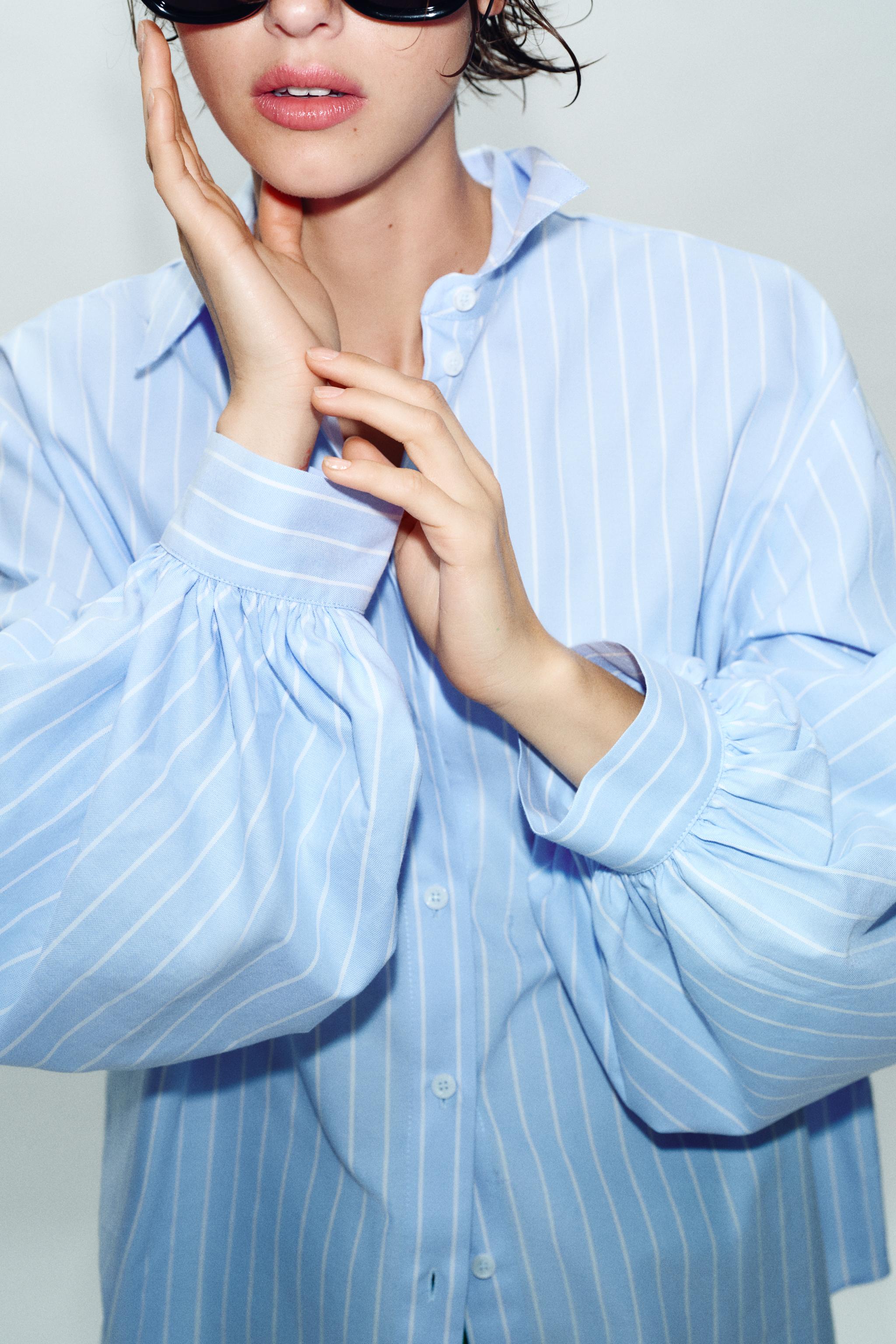 CHEMISE À RAYURES ET MANCHES BOUFFANTES